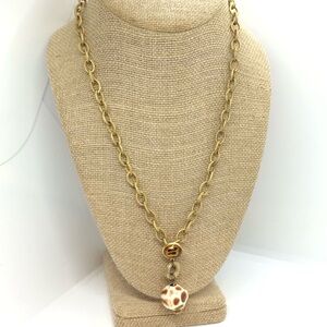 VINTAGE 90S Y2K GOLD TONE CHAIN SEA SHELL PENDANT NECKLACE CHARM BEACH VACATION